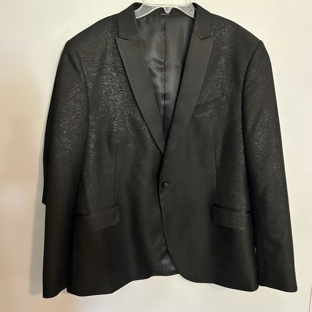 J Ferrar Slim Fit Evening Blazer – Size 46R – Black Metallic Shine Tuxedo Jacket